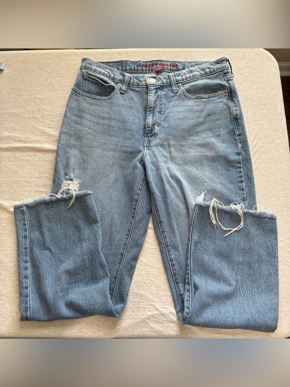 Lucky Brand Zoe High Rise Straight Distressed Raw Hem Jeans Size 10 - Picture 4 of 11